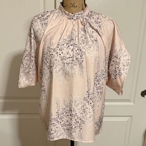 SHEIN Blush Pink Printed Short-Sleeve Blouse